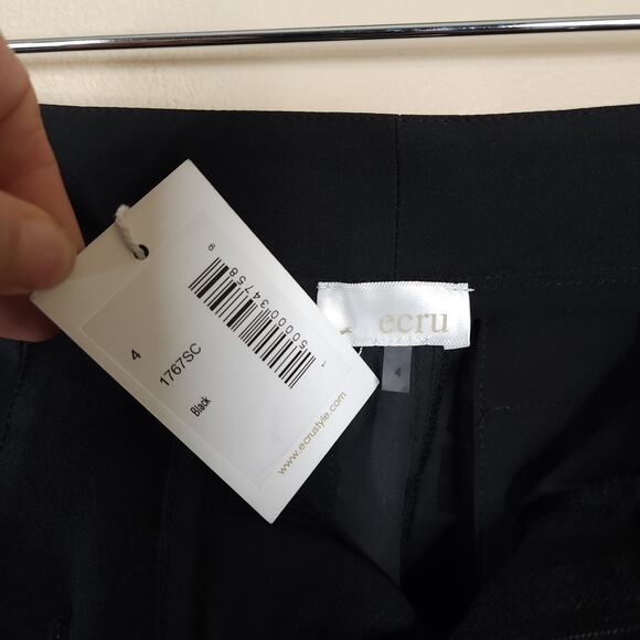 ecru Split Hem Wide Flare Leg Cropped Palazzo Pants in Black Size 4 - Picture 9 of 11